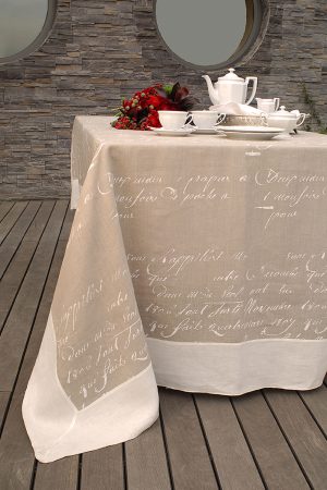 Poem Baskılı Keten Masa Örtüsü